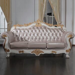 White Finish Sofa Set with Antique Style SF 10010